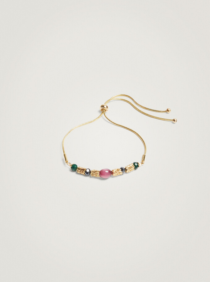 Adjustable Bracelet With Beads, Multicolor, hi-res