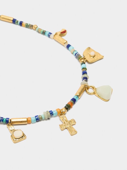 Short necklace with multicolor stones