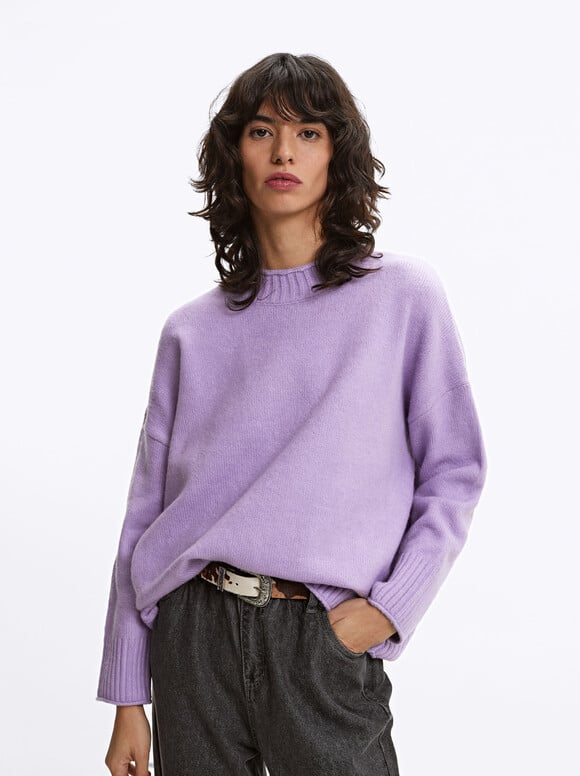 Knit Sweater With Wool, Violet, hi-res