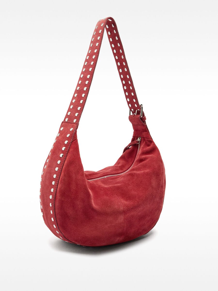 Leather shoulder bag with studs