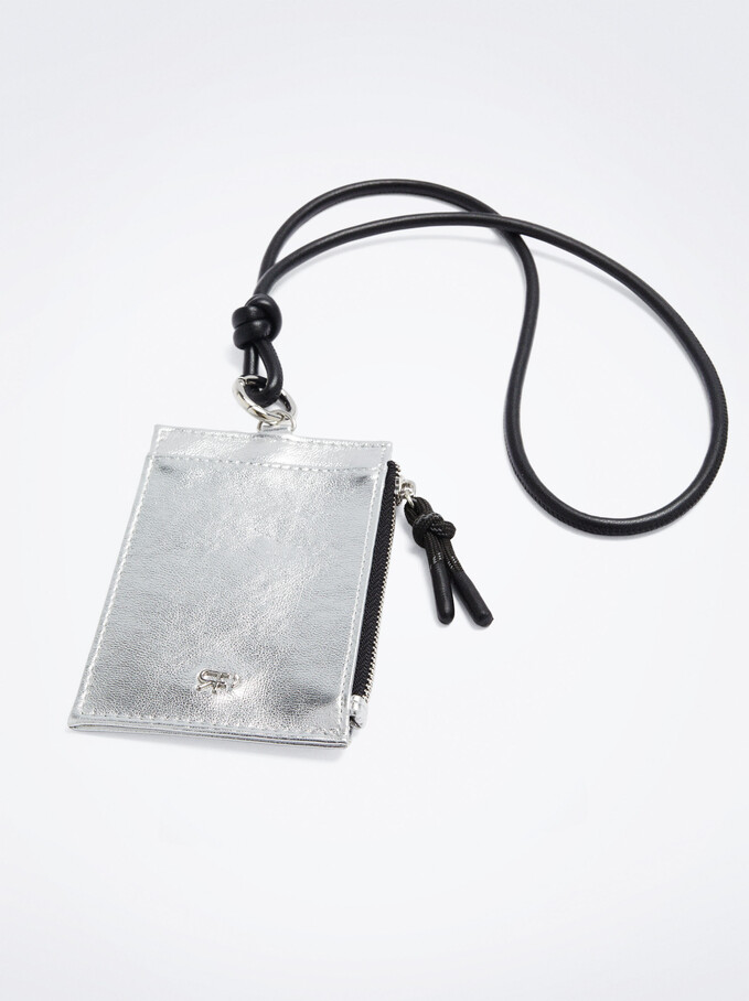 Metallic Card Holder, Silver, hi-res