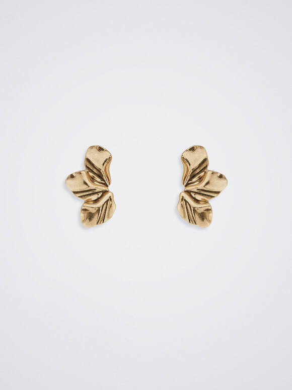 Medium Flower Earrings, Golden, hi-res