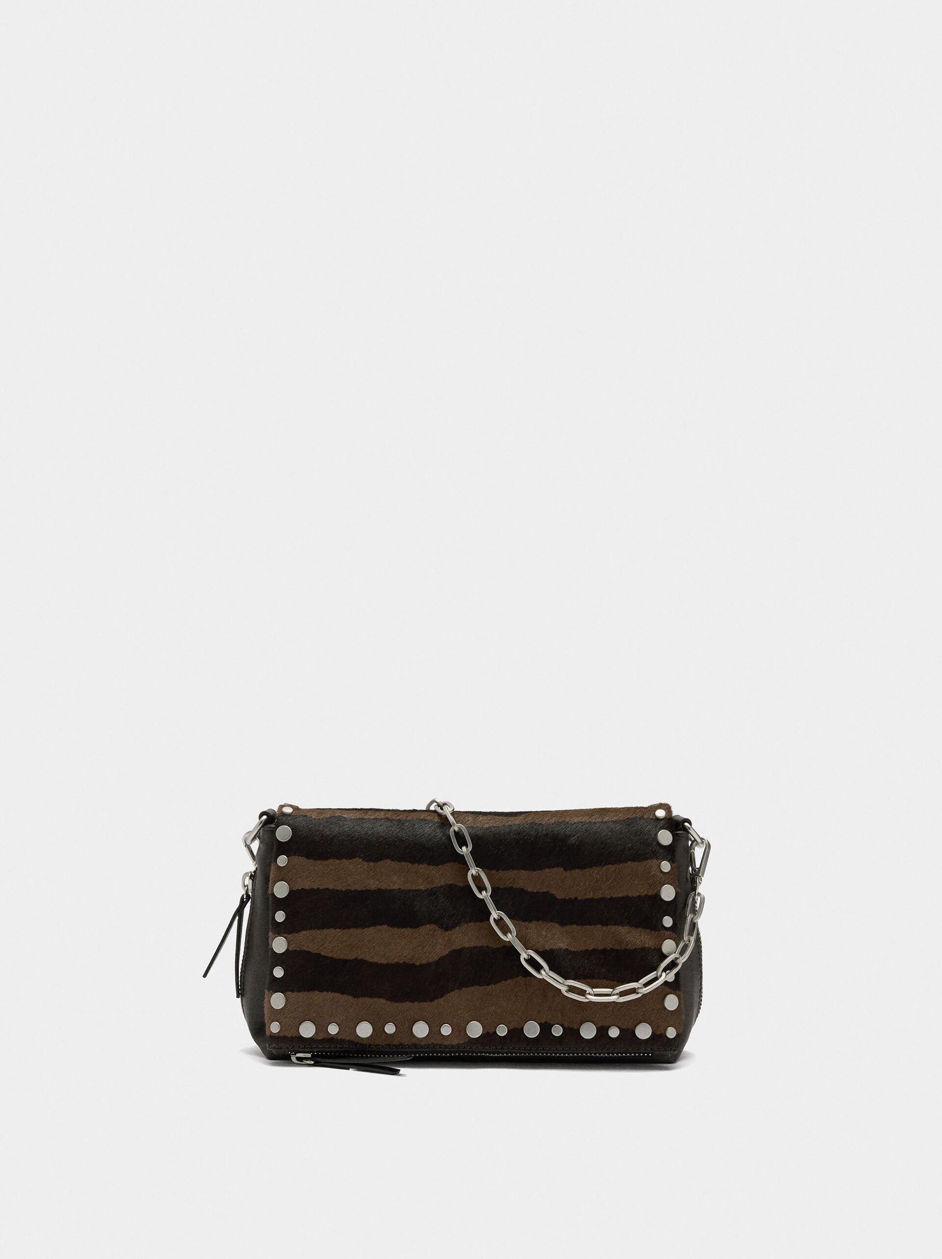 Shoulder bag with leather and studs details image number 0.0