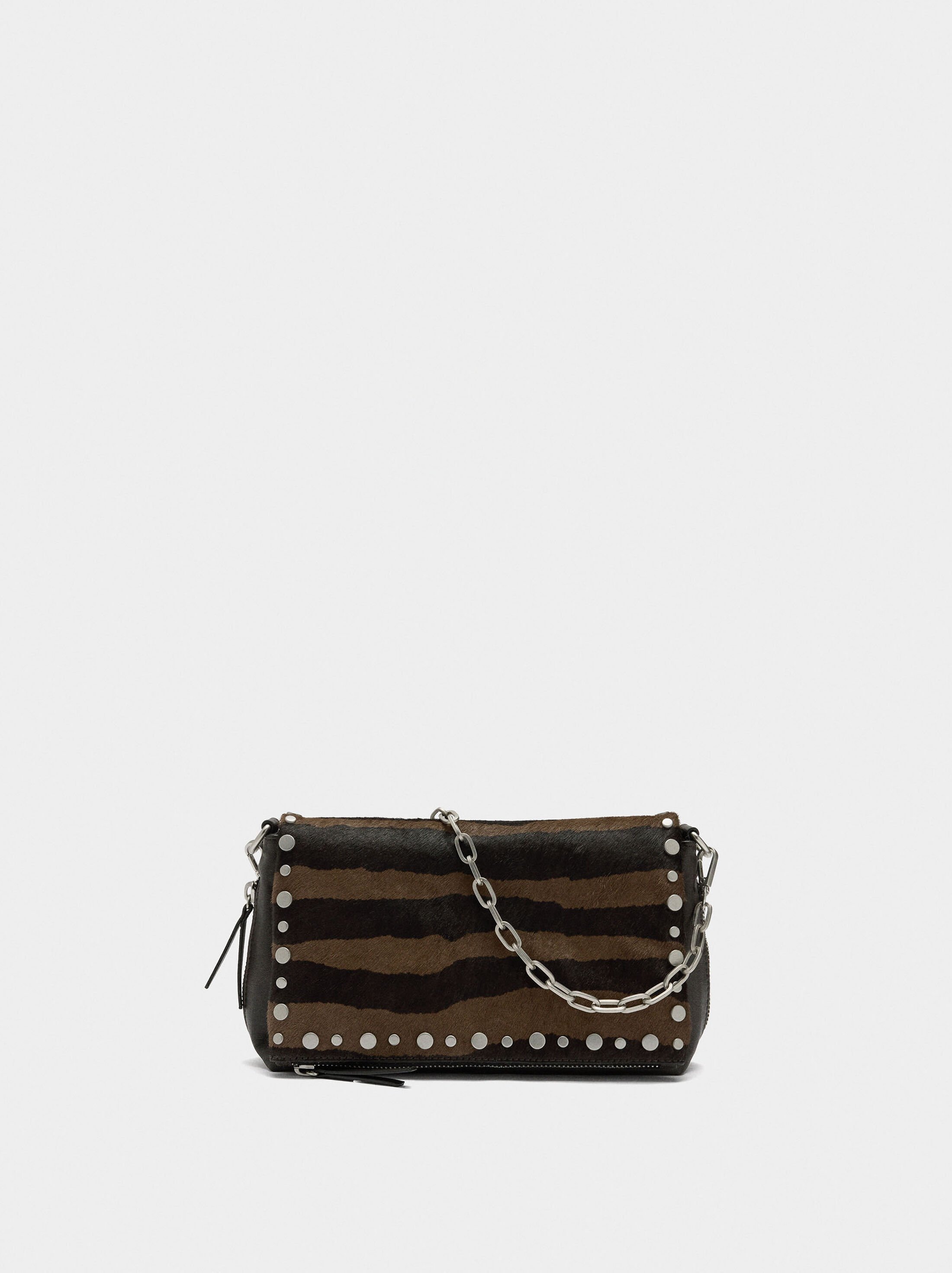 Shoulder bag with leather and studs details image number 0.0