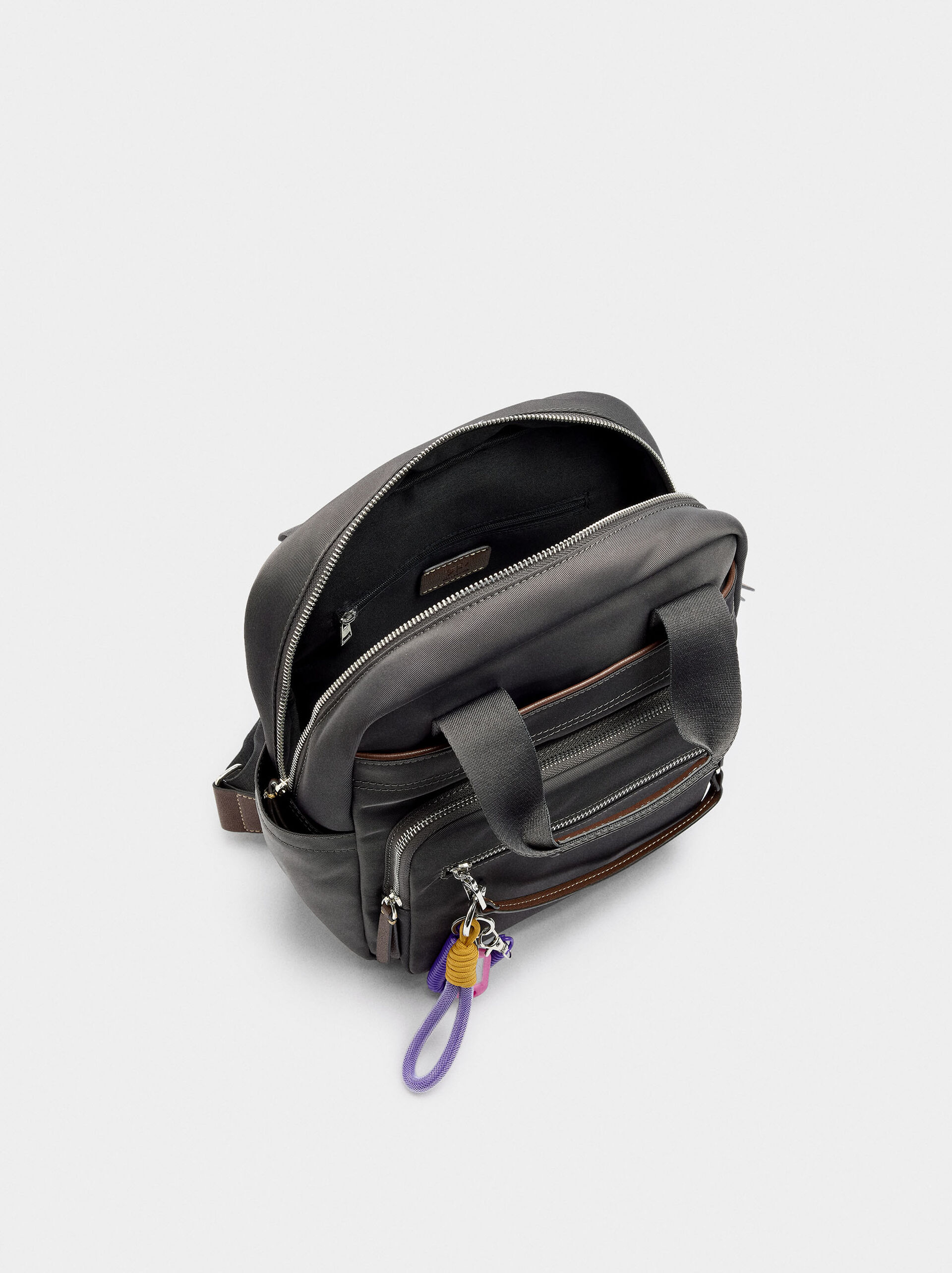 Nylon backpack with pendant image number 3.0