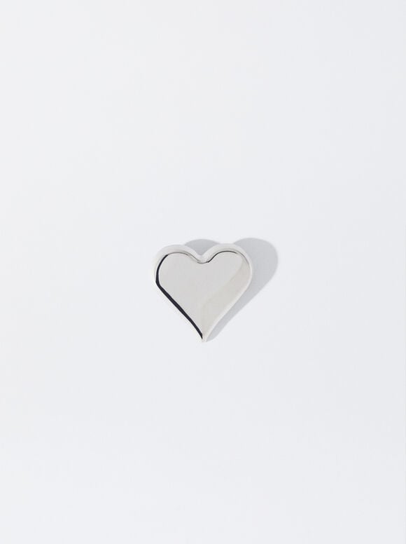 Brooch With Heart, Silver, hi-res
