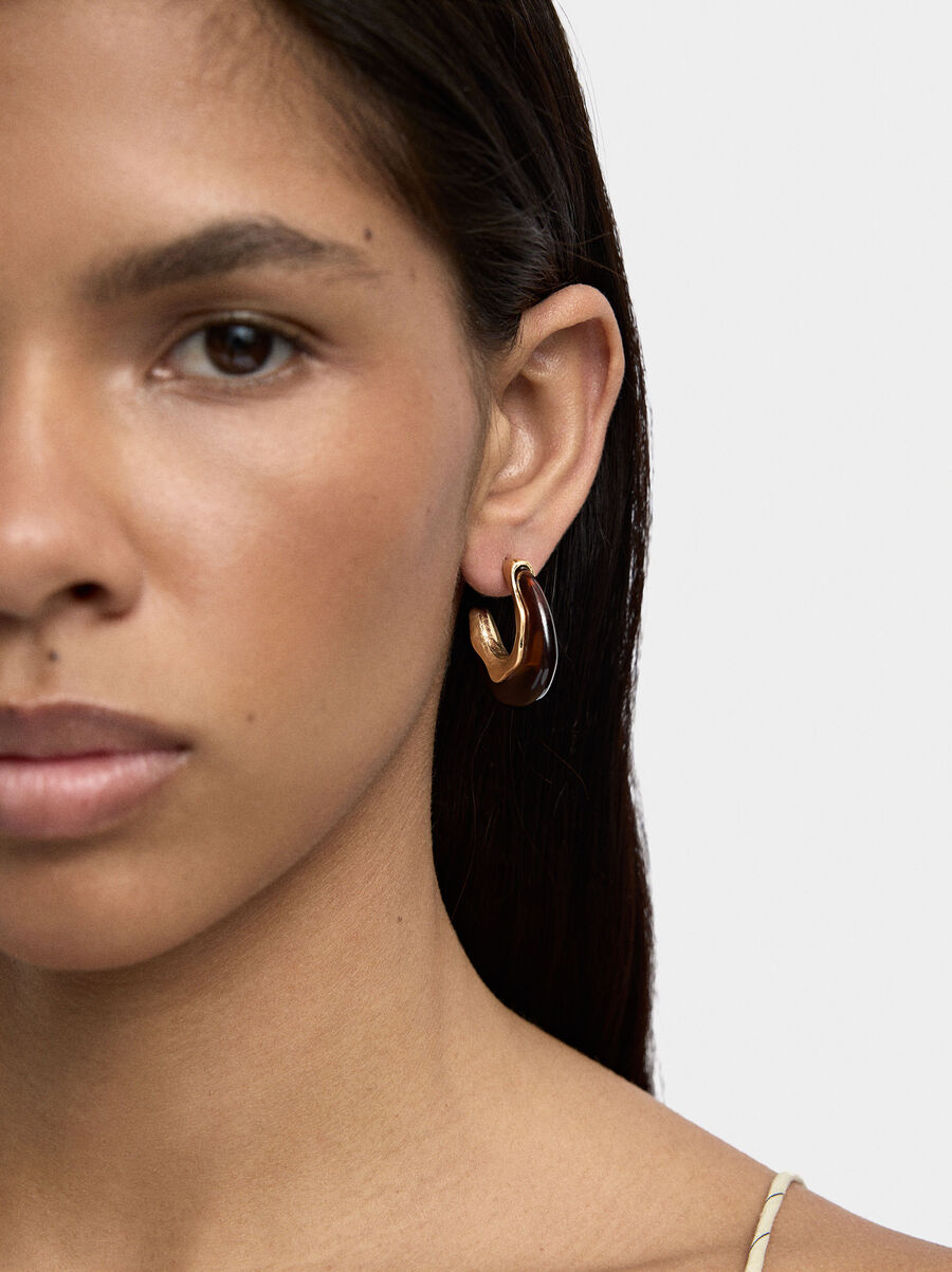 Open hoop earrings with stone effect