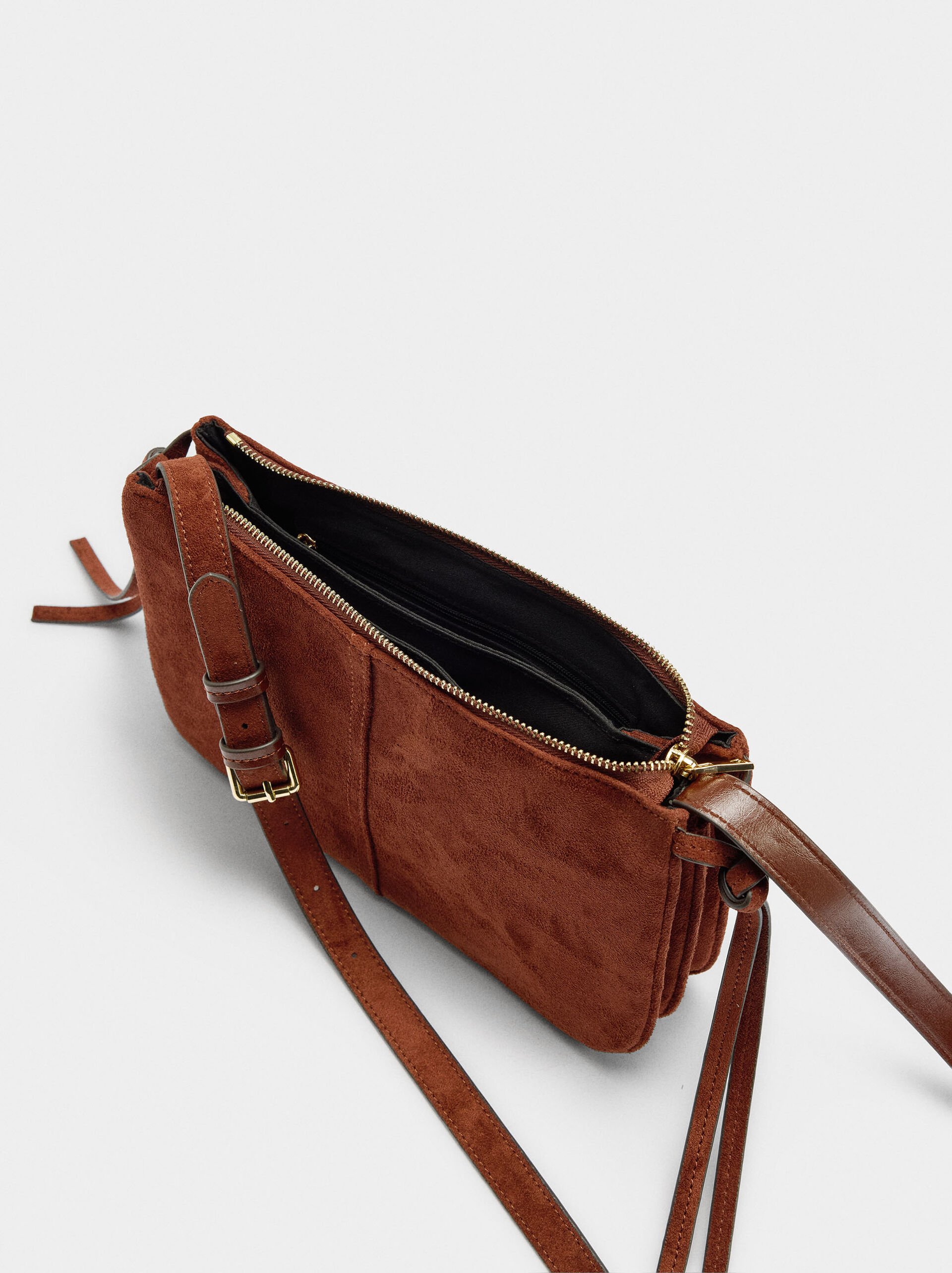 Borsa tracolla in effetto scamosciato image number 4.0