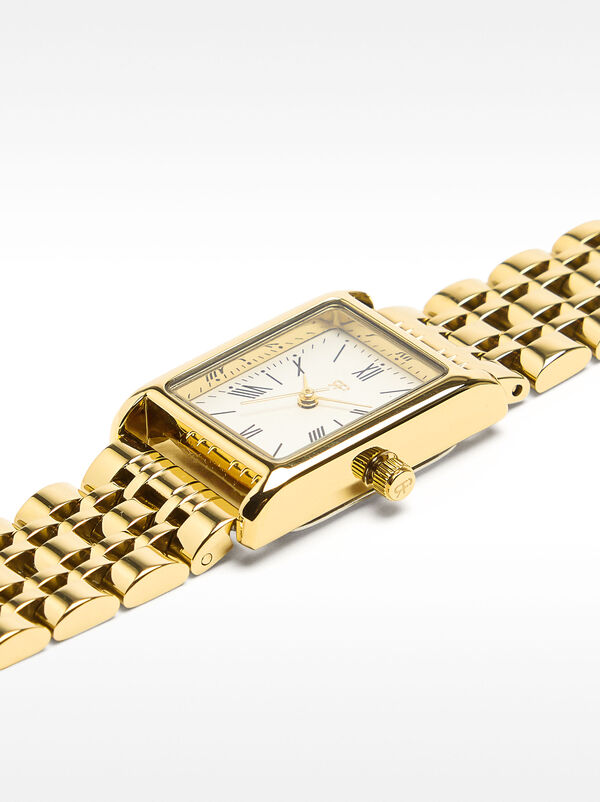 Square watch with a stainless steel bracelet