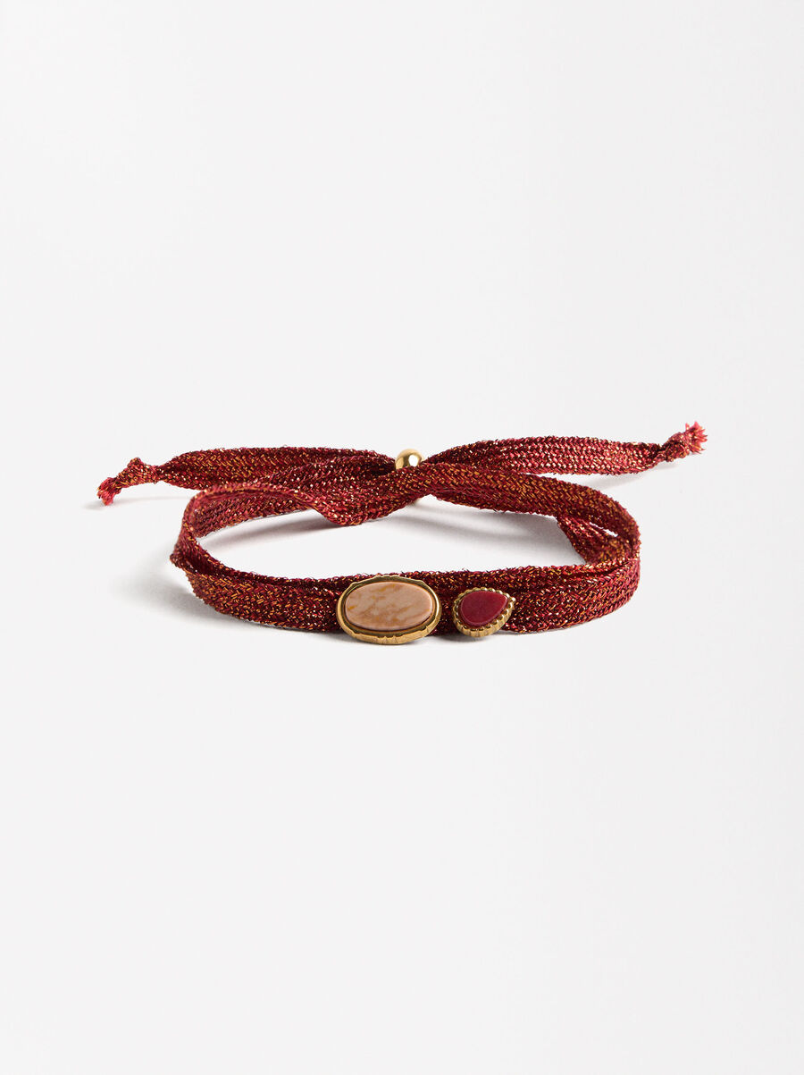 Adjustable bracelet with stones - stainless steel