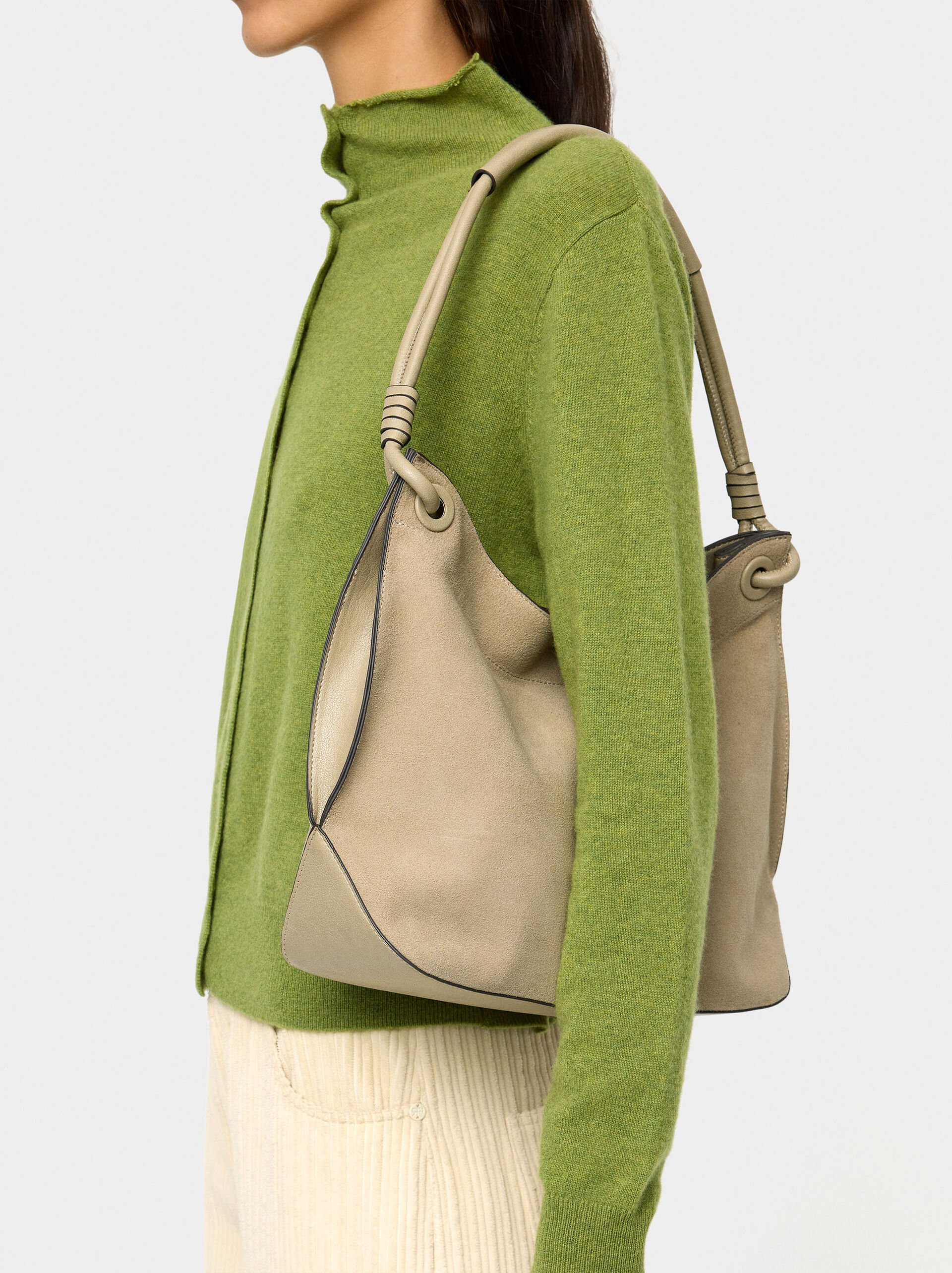 Shoulder bag with leather details image number 1.0