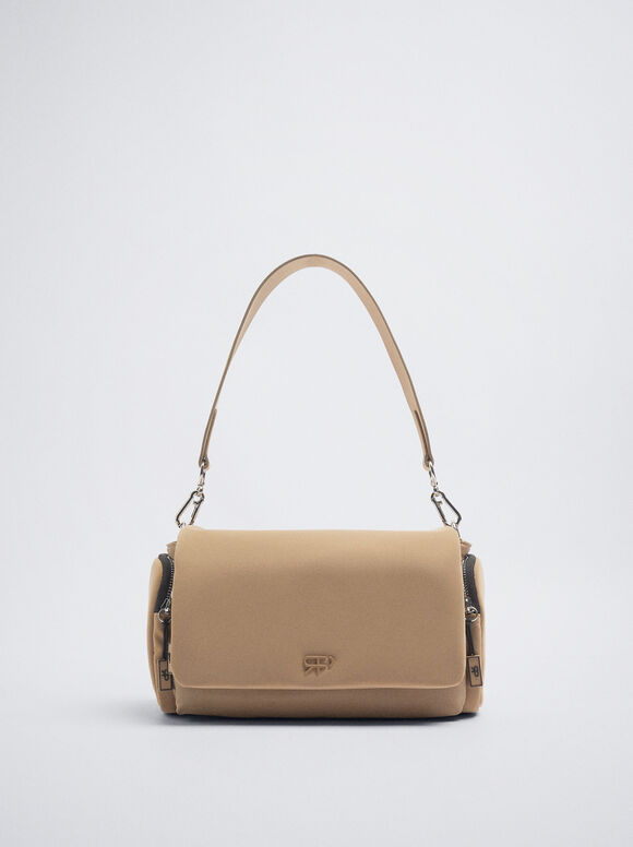Nylon Crossbody Bag, Camel, hi-res