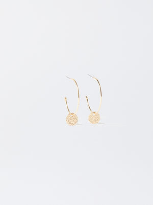 Gold-Toned Hoop Earrings With Medallions image number 1.0