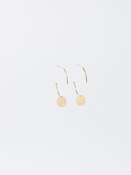 Gold-Toned Hoop Earrings With Medallions