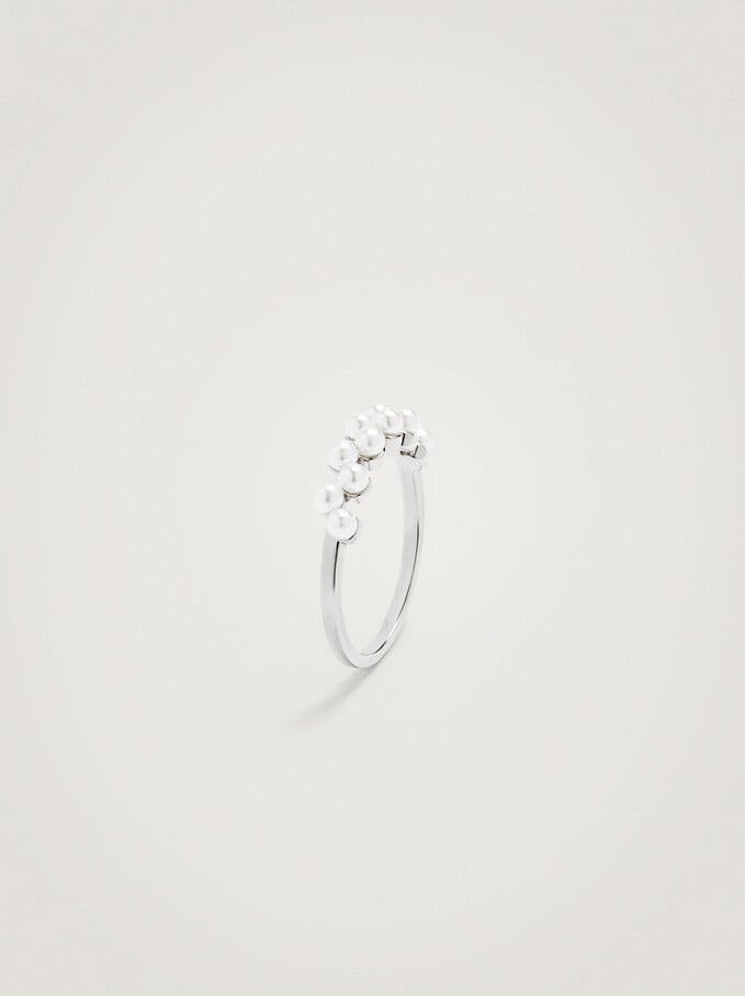 Golden Ring With Strass, Silver, hi-res