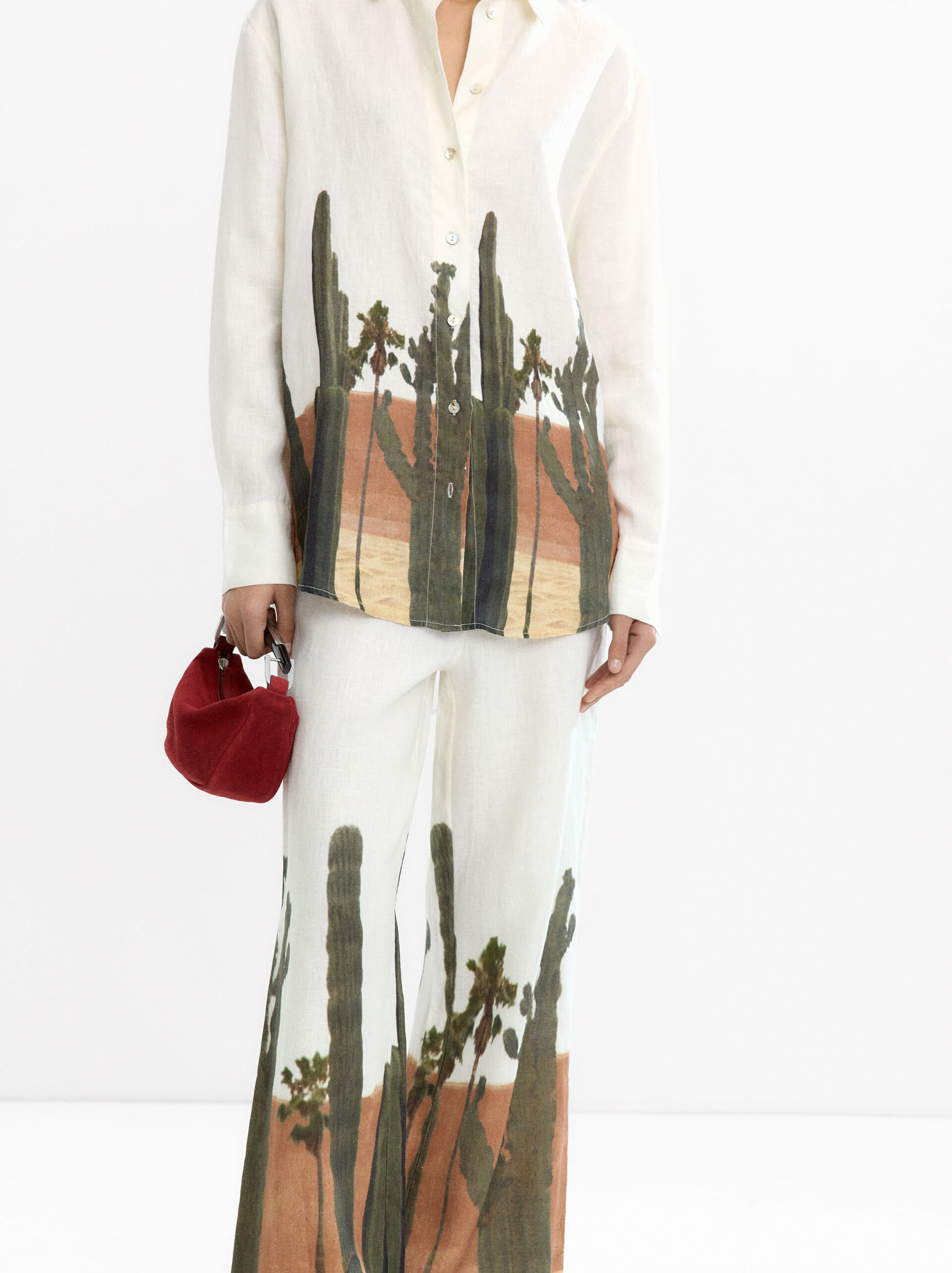 100% linen shirt with print image number 2.0