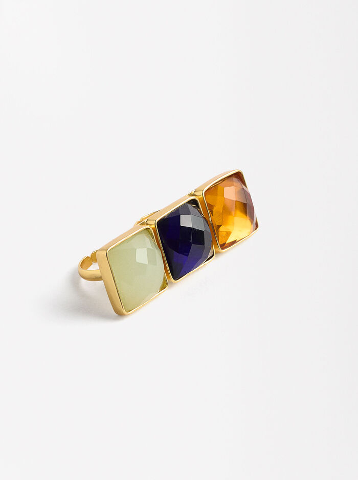 Anillo doble con piedras multicolor