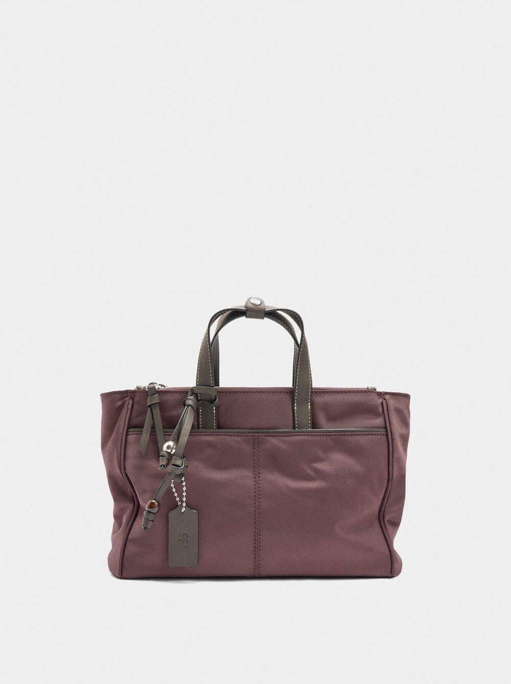 Nylon tote bag with crossbody strap