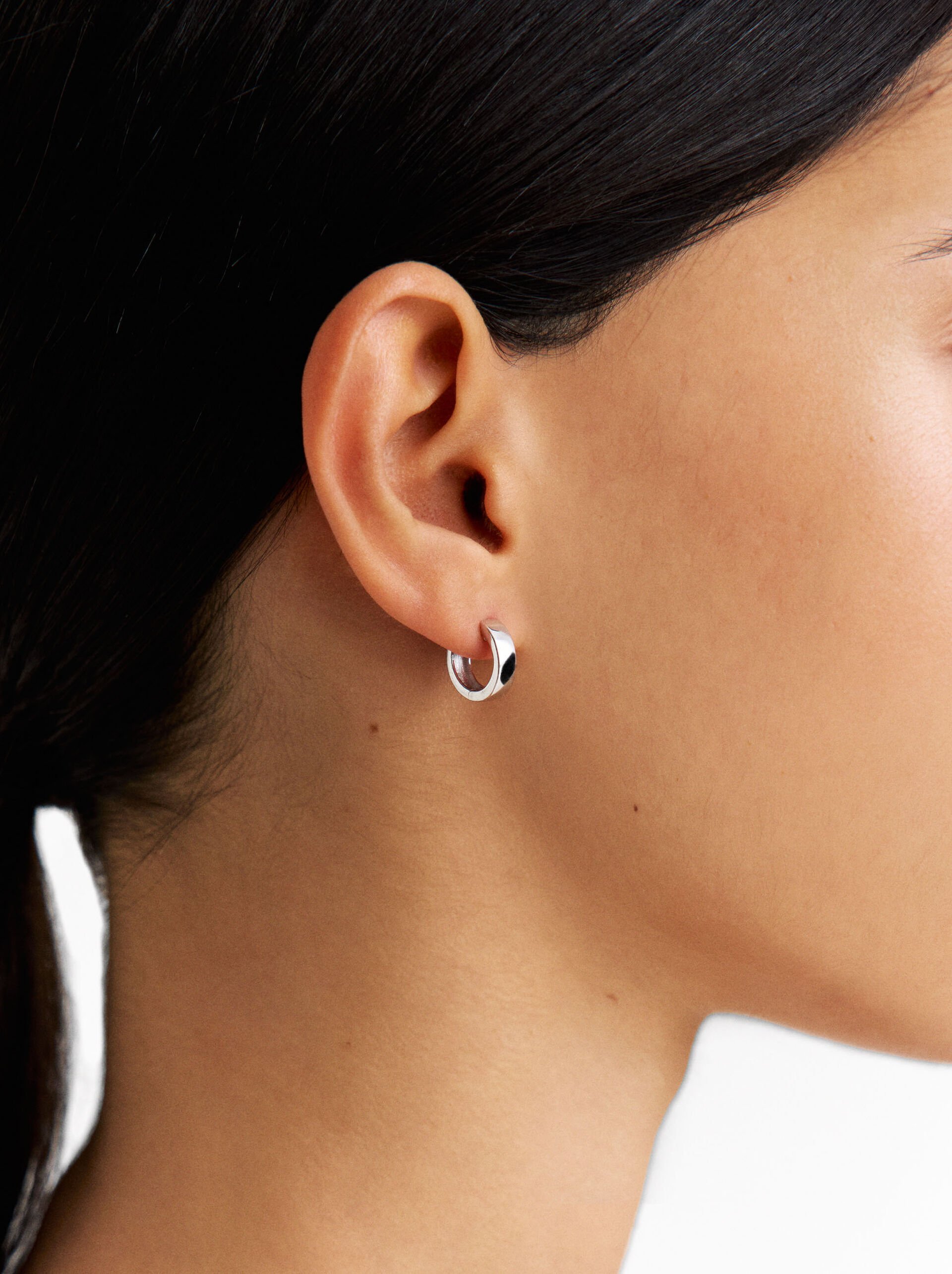 Flat hoop earrings - 925 sterling silver image number 1.0