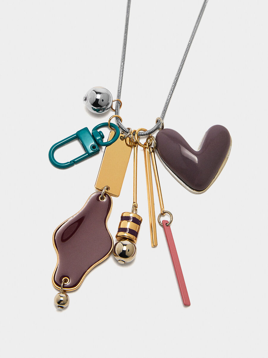 Long necklace with enamel pendants