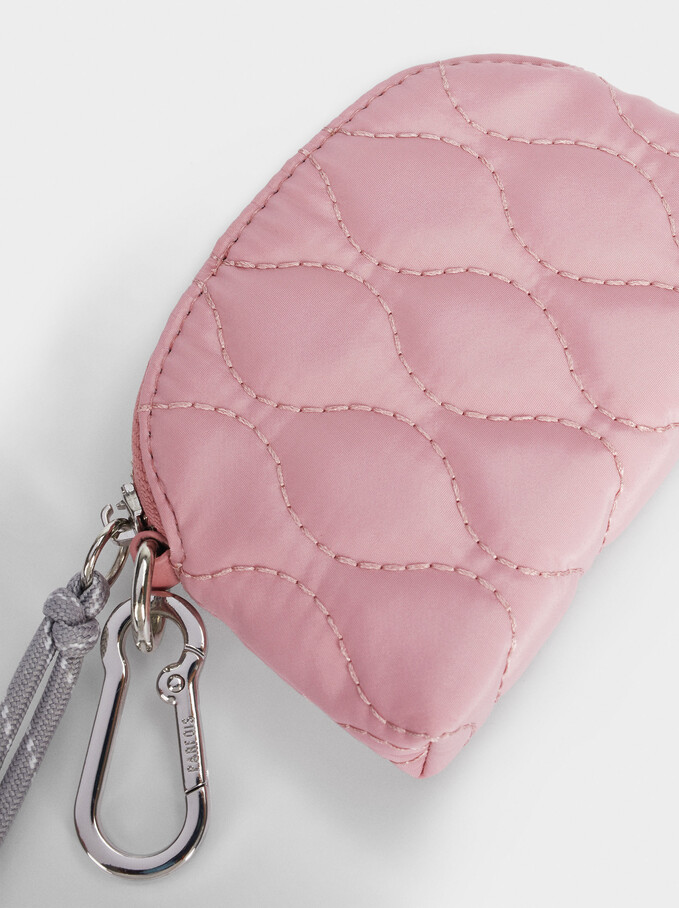 Quilted Nylon Coin Purse, Pink, hi-res
