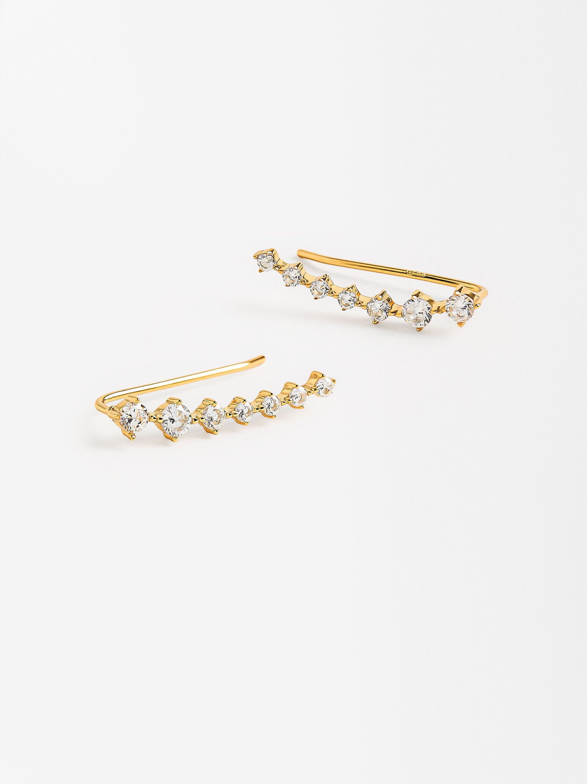 Elongated earrings with zirconias - 925 sterling silver image number 2.0