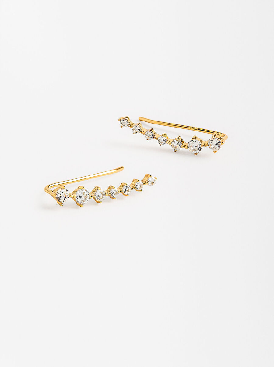 Pendientes alargados con circonias - plata de ley 925