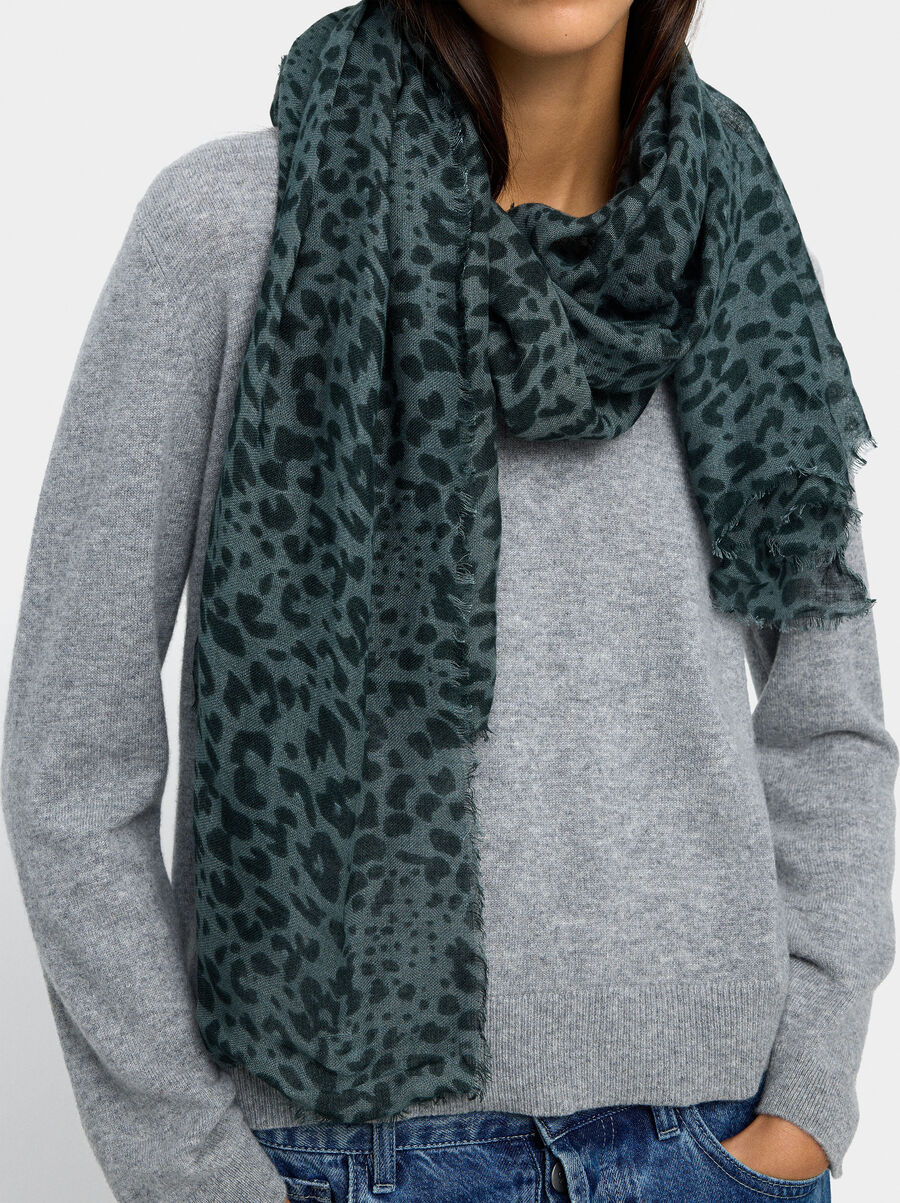 Printed scarf with linen