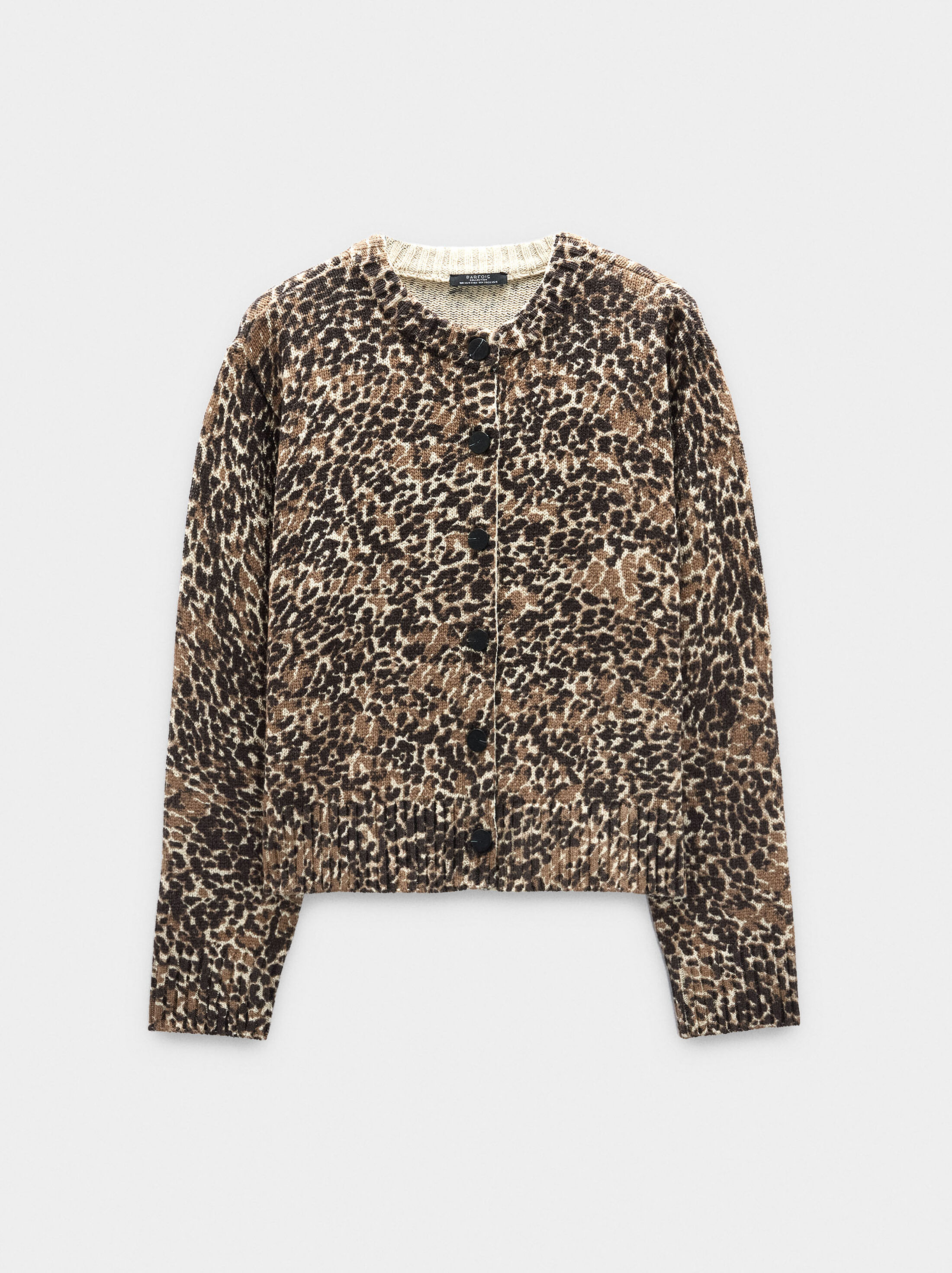 Knit cardigan with animal print image number 4.0