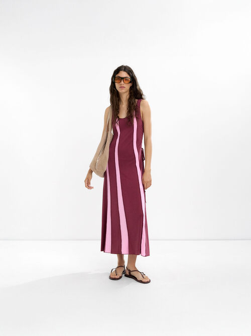 Long dress with contrast fabrics