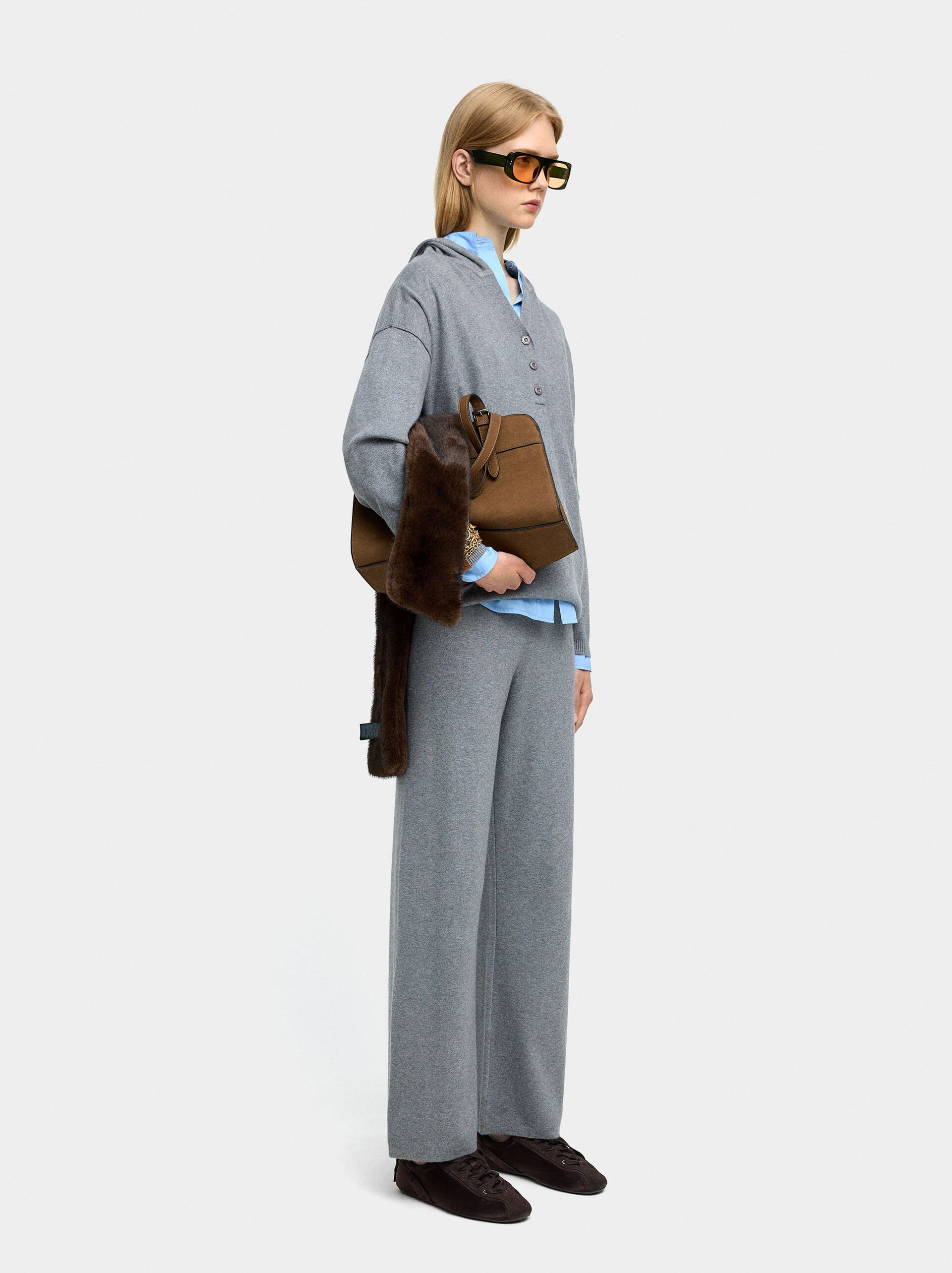 Elastic waist knit pants image number 0.0