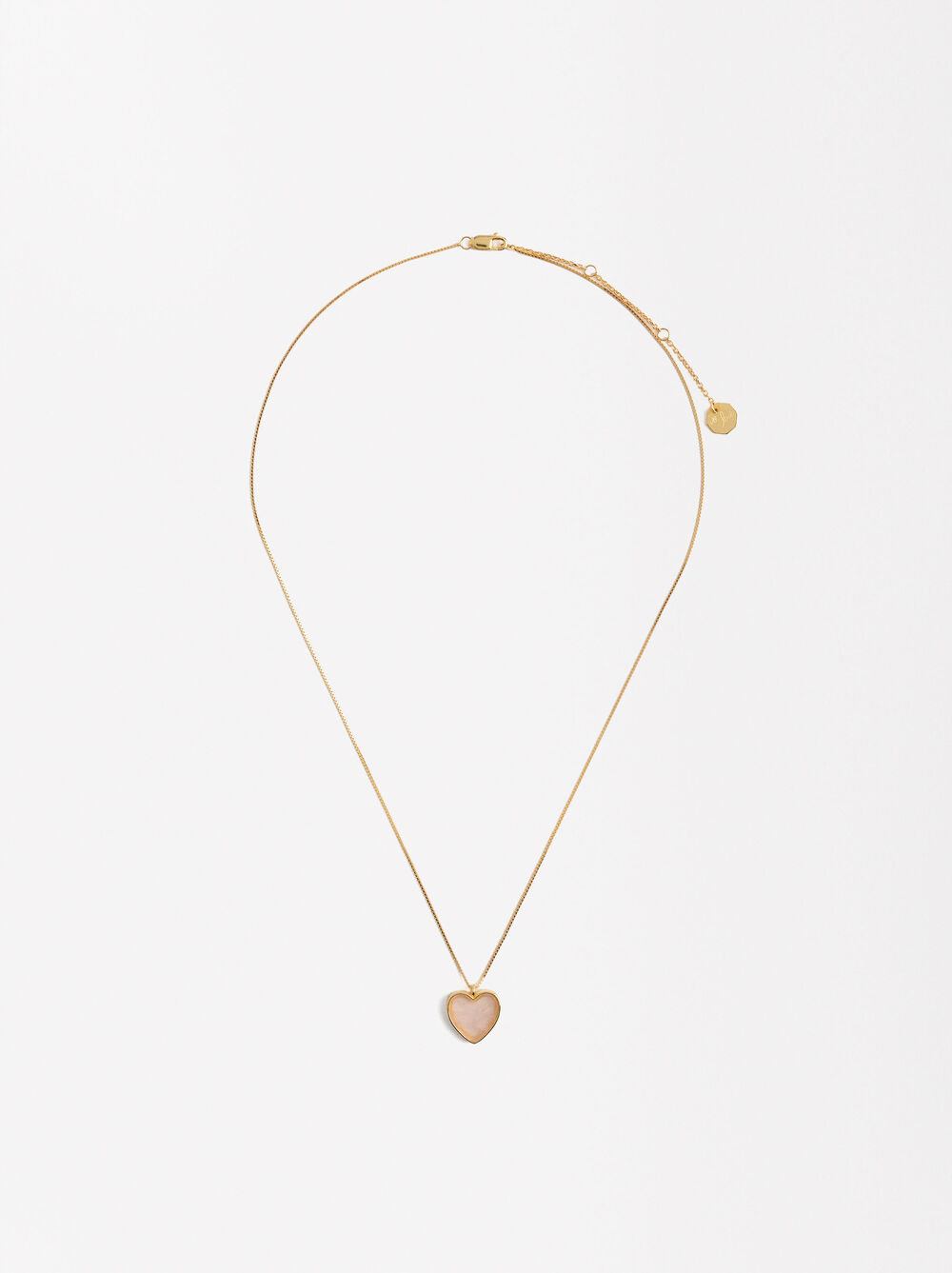 Short necklace heart stone - 925 sterling silver