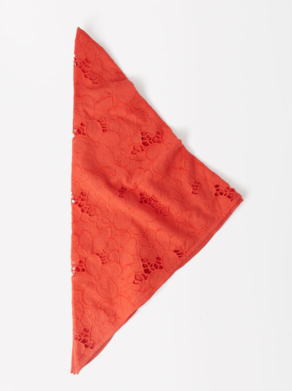 Quadratischer Schal Aus Baumwolle, Rot, hi-res