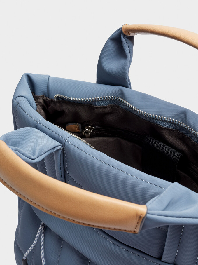 Nylon Textured Backpack For 13” Laptop, Blue, hi-res