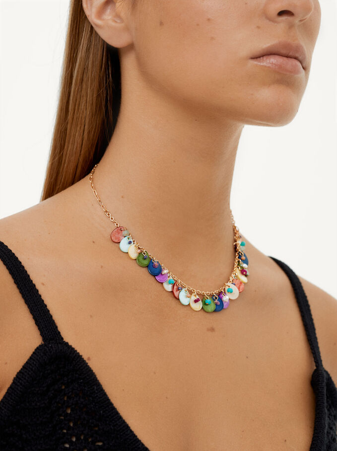 Necklace With Shell And Stone, Multicolor, hi-res