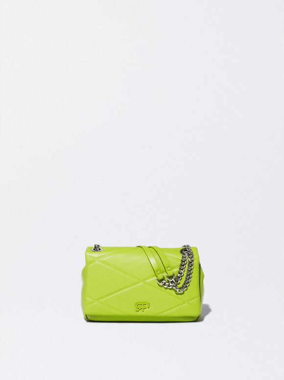 Quilted Crossbody Bag With Chain, Green, hi-res