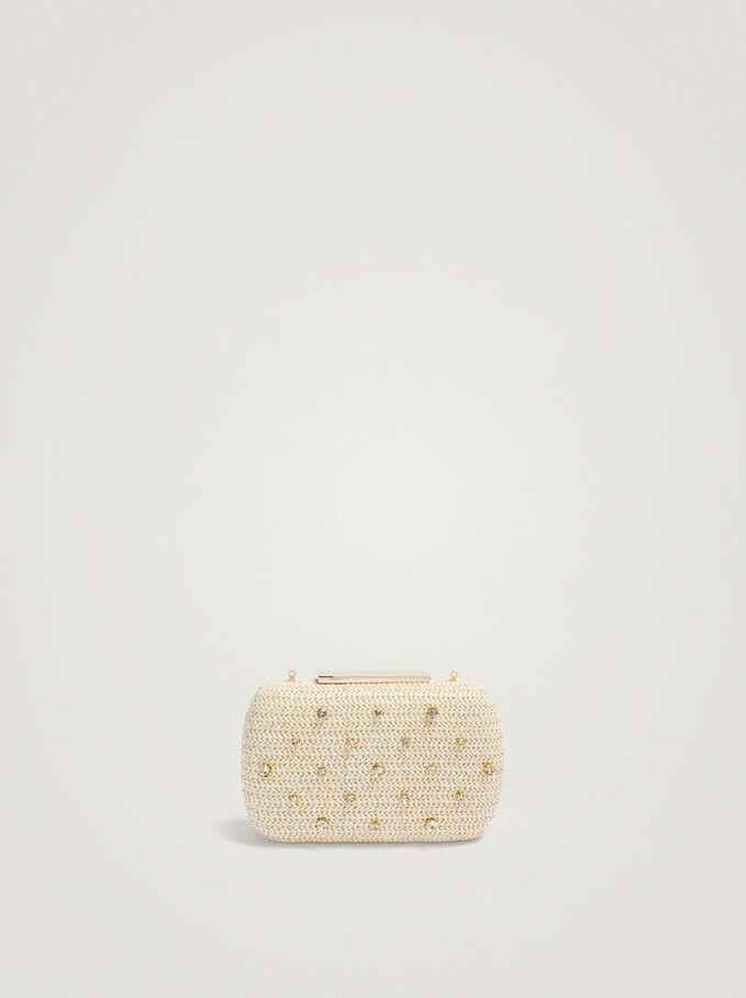 Party Clutch With Strass, Ecru, hi-res