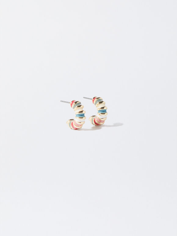 Multicoloured Hoop Earrings, Multicolor, hi-res