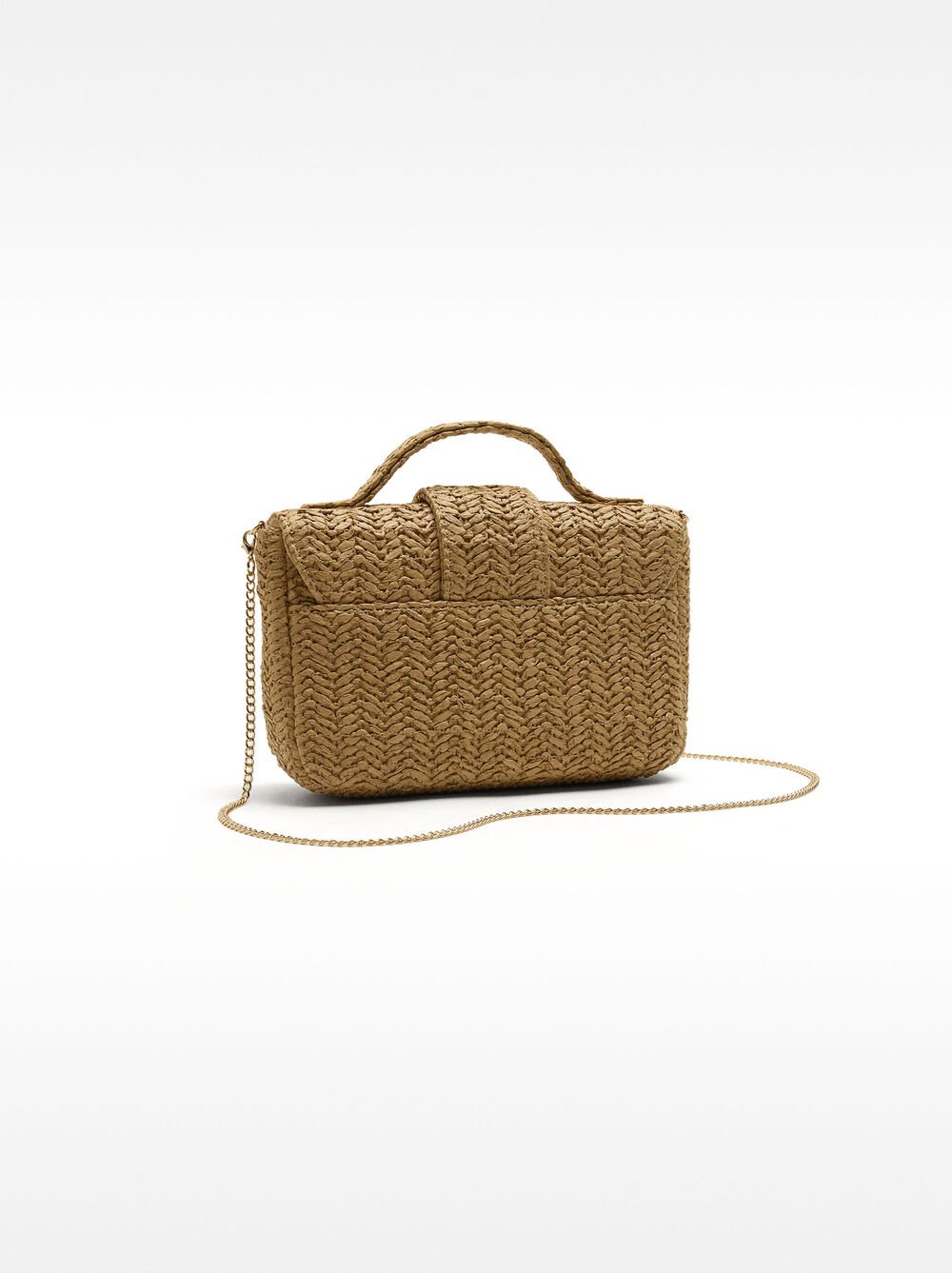 Straw-effect handbag with flap