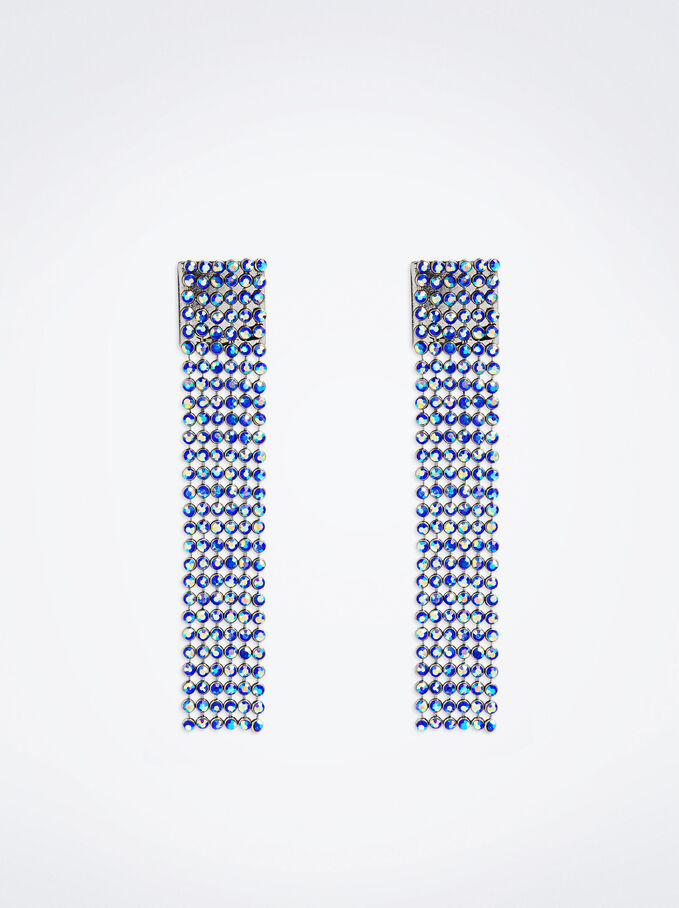 Earrings With Strass, Blue, hi-res