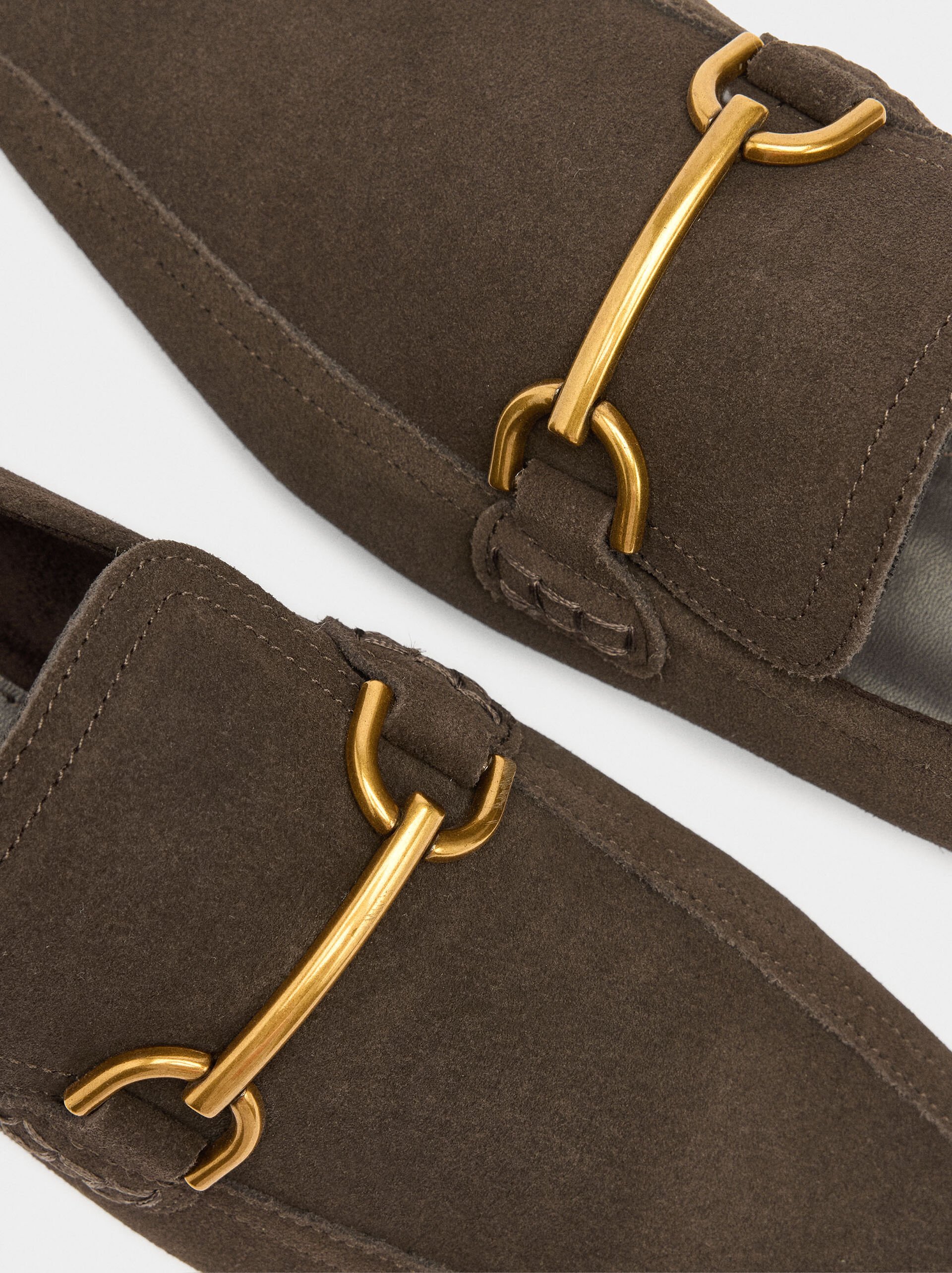 Leather moccasins with metallic detail image number 4.0