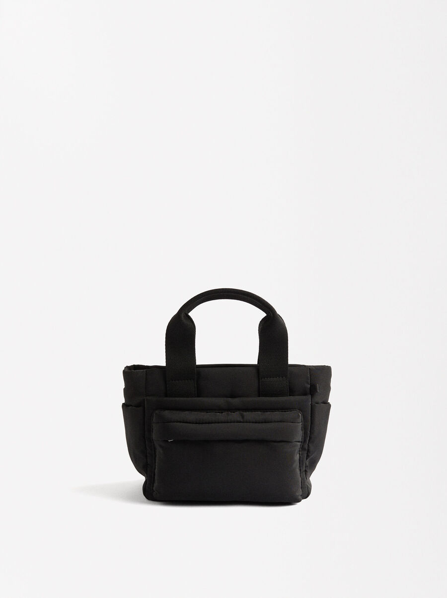 Nylon tote bag with strap S