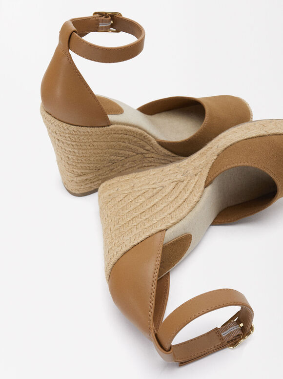 Online Exclusive - Wedges With Ankle Strap, Camel, hi-res