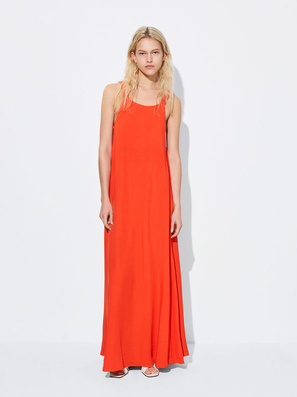 Robe Longue À Bretelles, Orange, hi-res