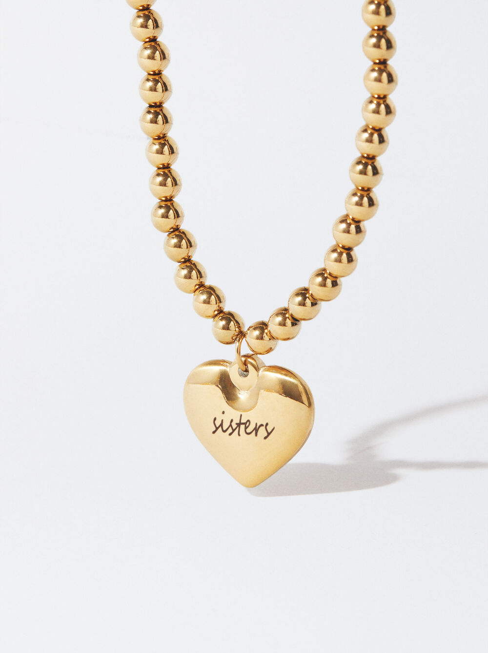 Personalisable Golden Steel Heart Necklace