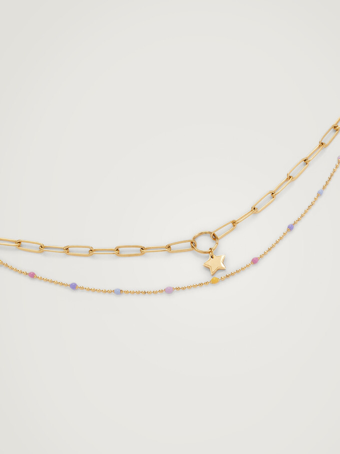 Contrasting Steel Bracelet With Star, Multicolor, hi-res