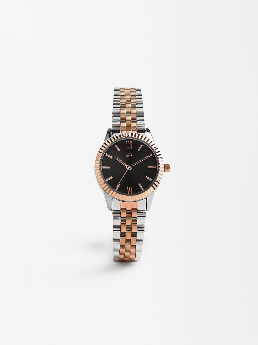 Watch with two-toned steel strap