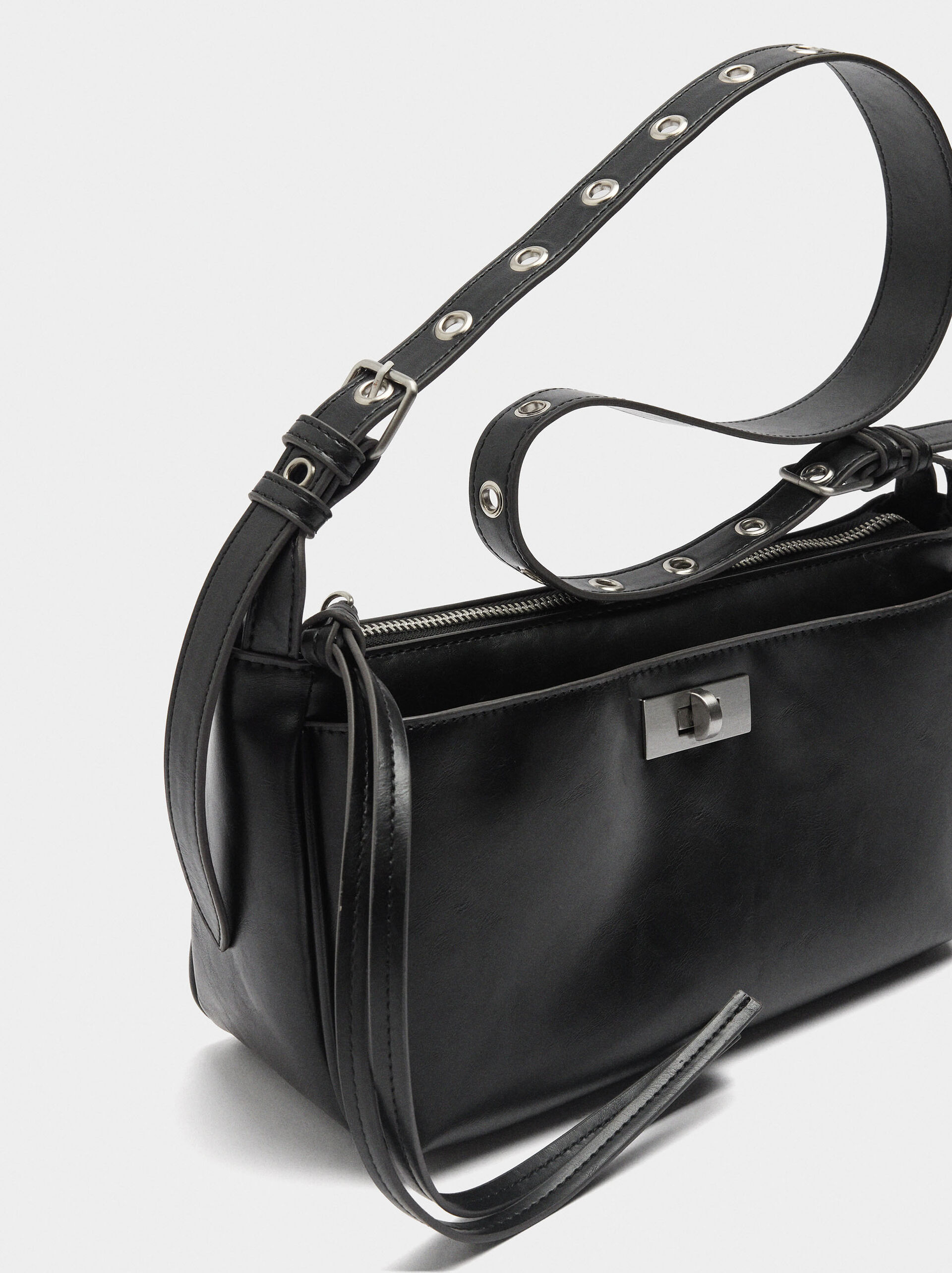Shoulder bag with studded strap M image number 2.0