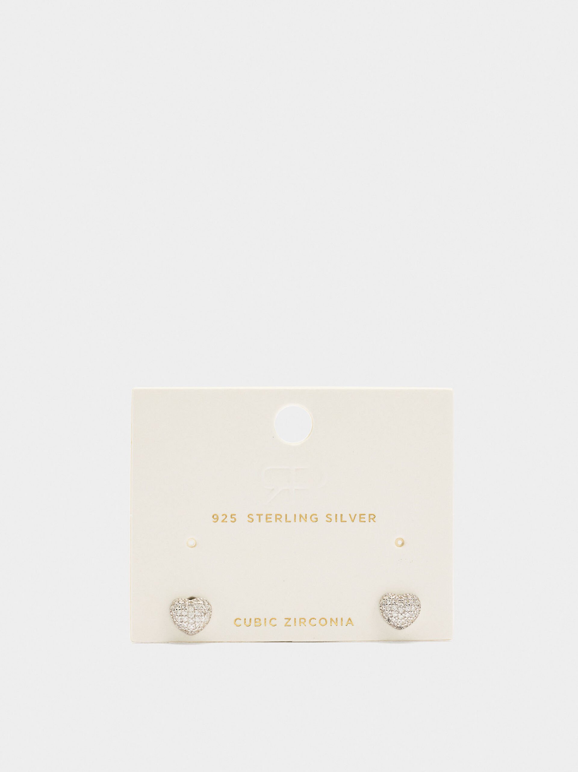 Heart earrings with zirconia - 925 sterling silver image number 3.0