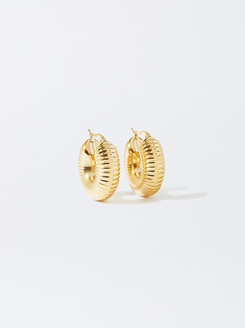 Pendientes de aro de acero inoxidable dorados
